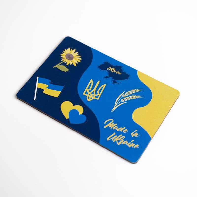 Ukrainian Map Sticker Pins Set - Patriotic Blue & Yellow Decor