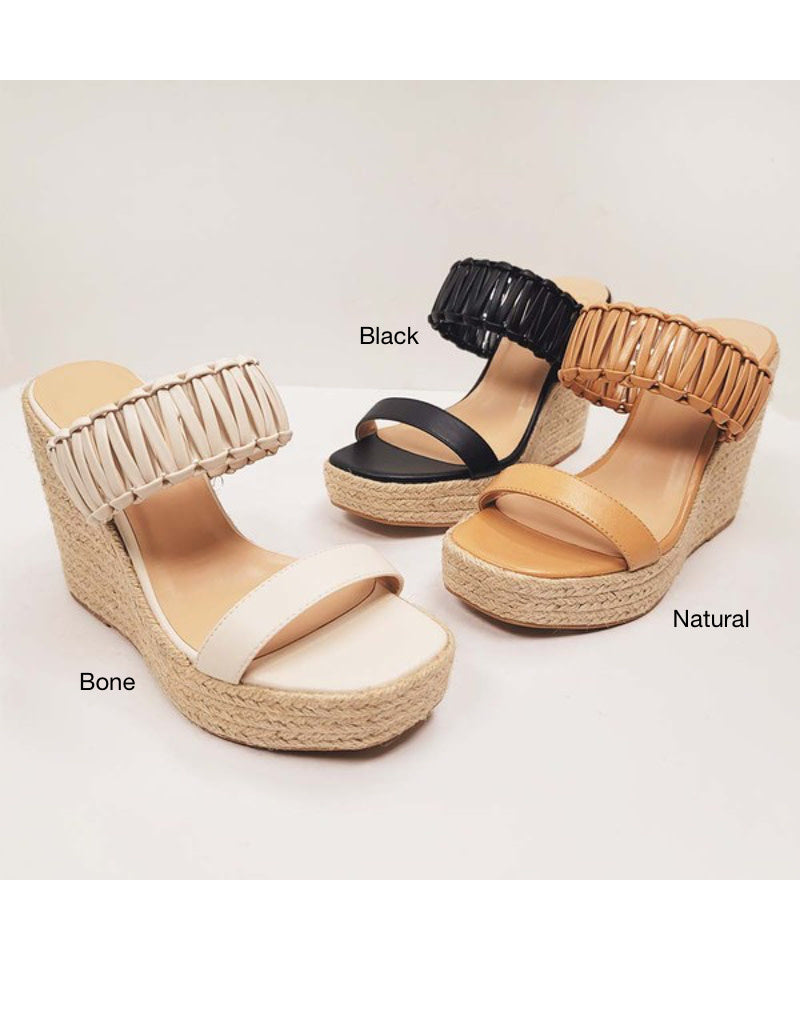 Atlas Wedge Sandals in Natural Tan Minimalist Bohemian Style
