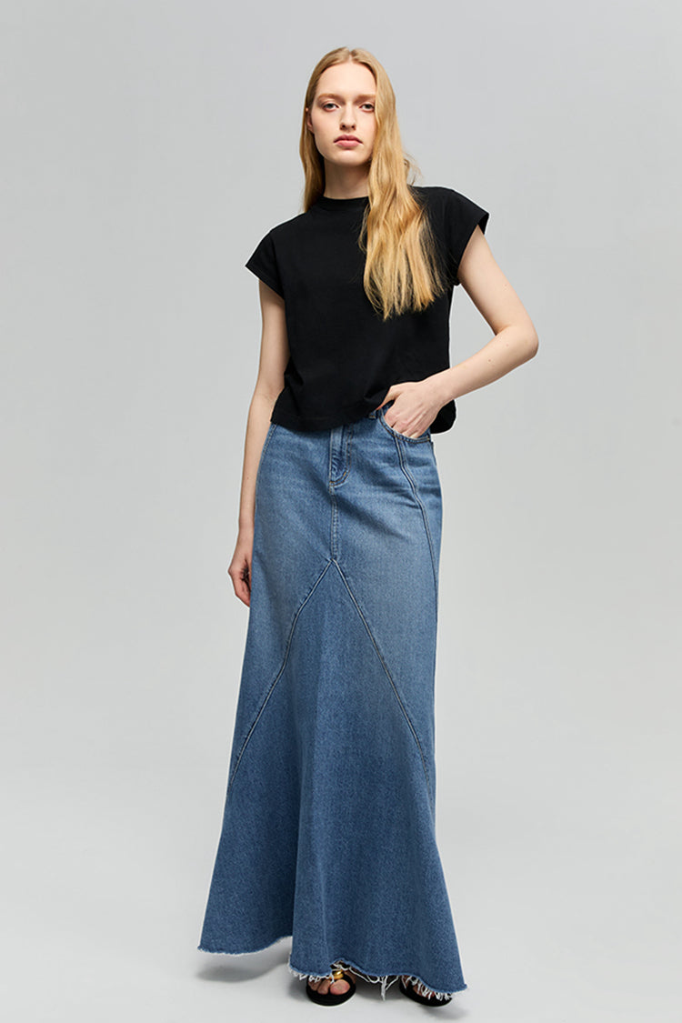 Express Yourself Asymmetrical Denim Skirt