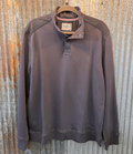 Charcoal French Terry Mock Neck pullover sweater with ribbed trim detail