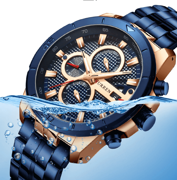 Men's Waterproof Chronograph Luxury Watch with Hardlex Dial