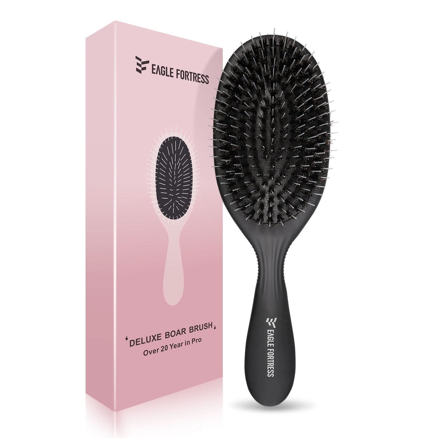 Black natural boar bristle hair brush for babies and toddlers