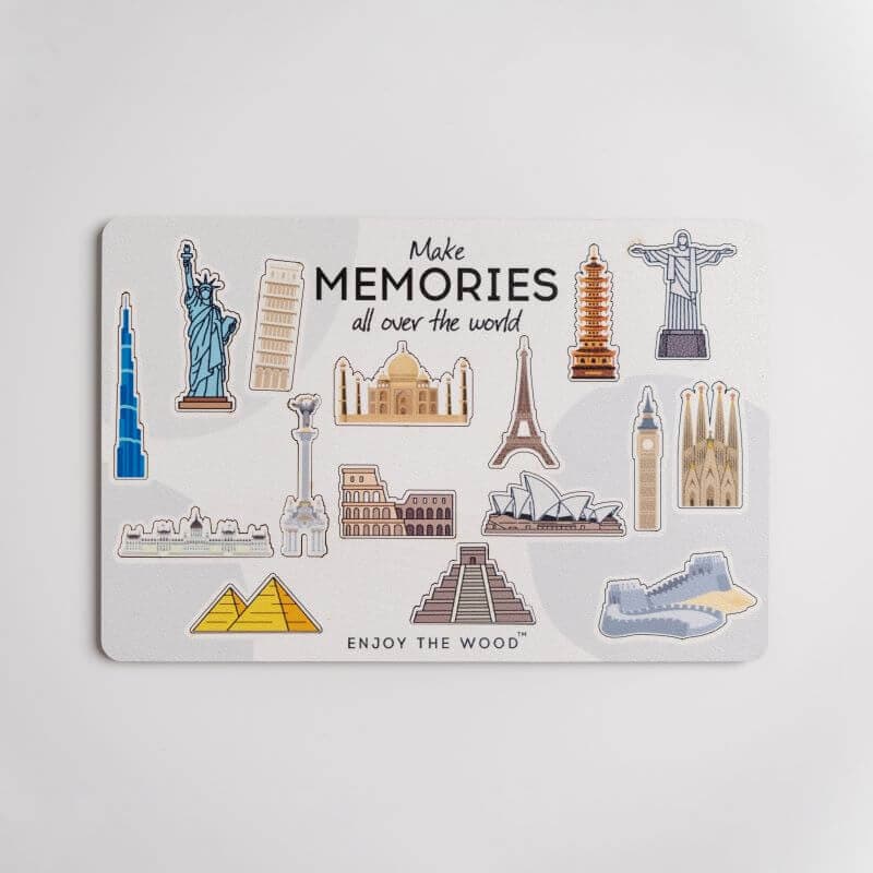 Travel-Inspired 4-Piece Wall Decor Set: Frames, Pins, and Flags