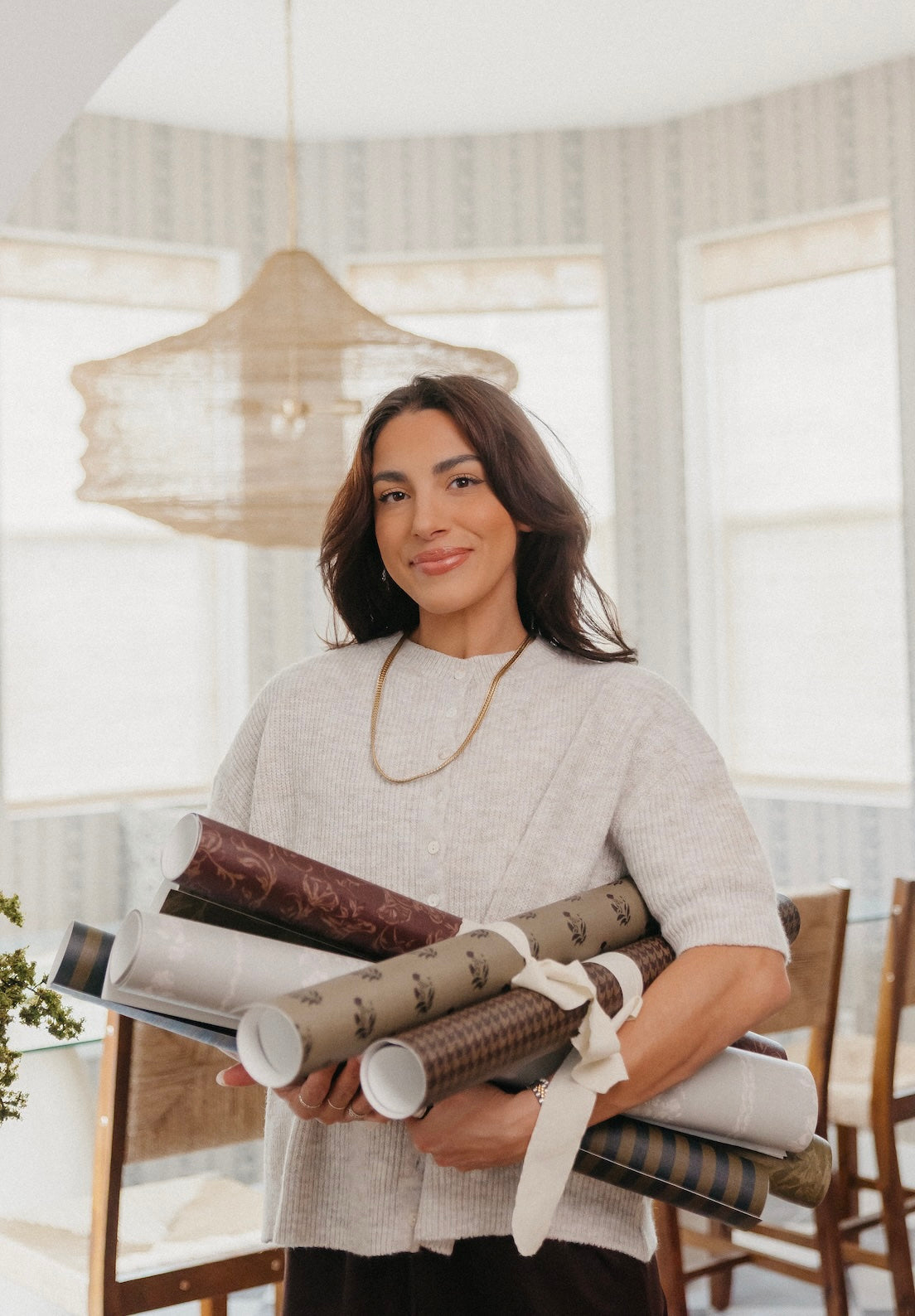 Mulberry Court Floral Removable Wallpaper in Beige and Brown