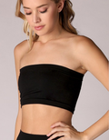 A sleek, comfortable strapless bandeau top in a durable nylon-spandex fabric by Boutique 23