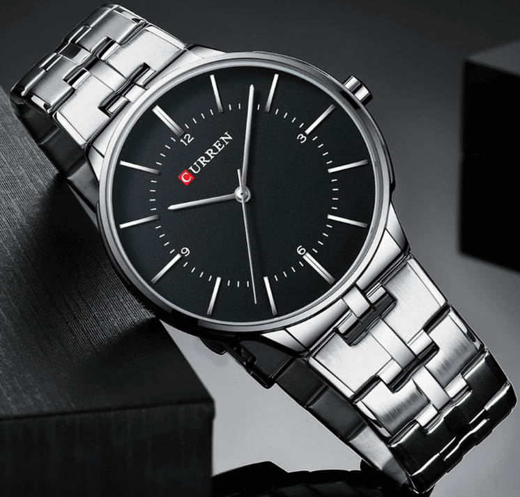 Men's Slim Waterproof Watch with Shining Link Bracelet
