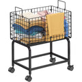 Wire Laundry Hamper Trolley Cart with Pull Handle