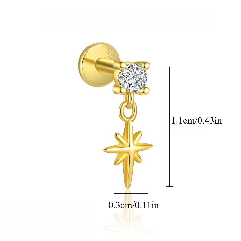 S925 Sterling Silver Starburst Diamond Stud Earrings