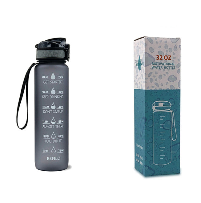1L Motivational Tritan Water Bottle with Time Marker & Leakproof Lid