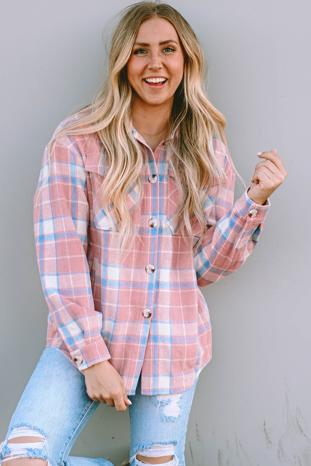 Plaid Flannel Shacket with Puff Sleeves | Women's Oversized
