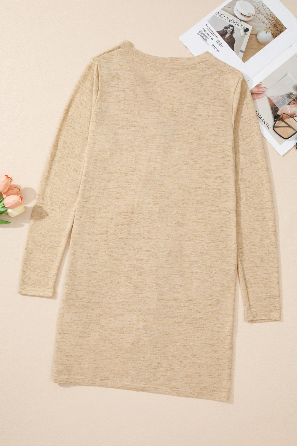 White Longline Open-Front Buttoned Cardigan - Lightweight Knit