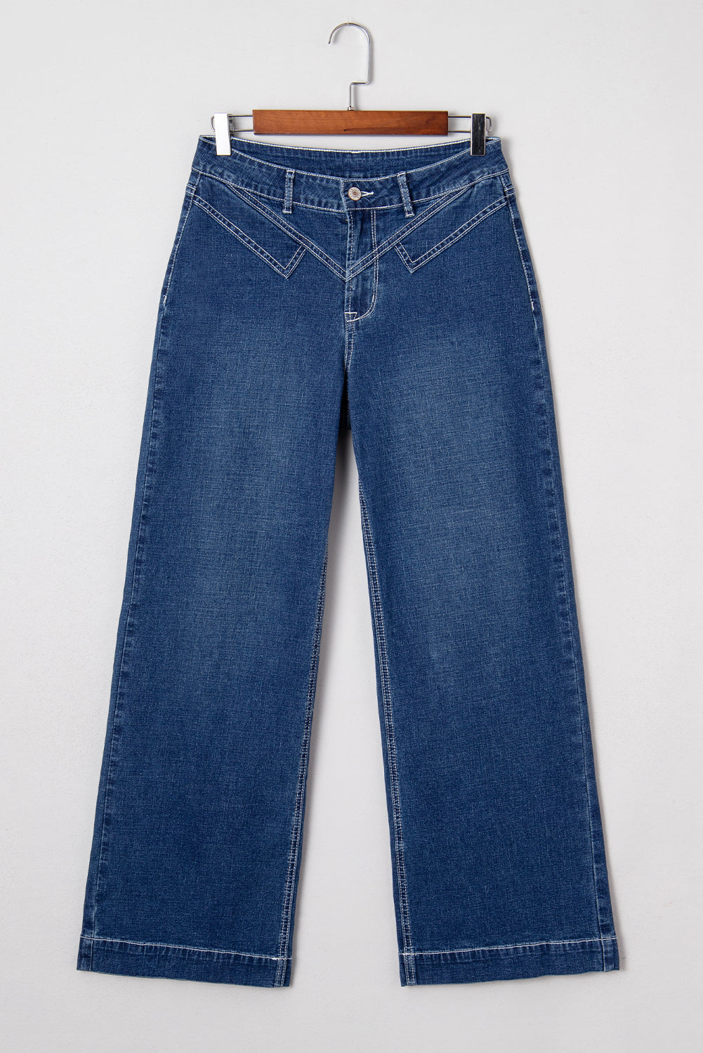 Sail Blue Stitched Waist Cuffed Denim Jeans