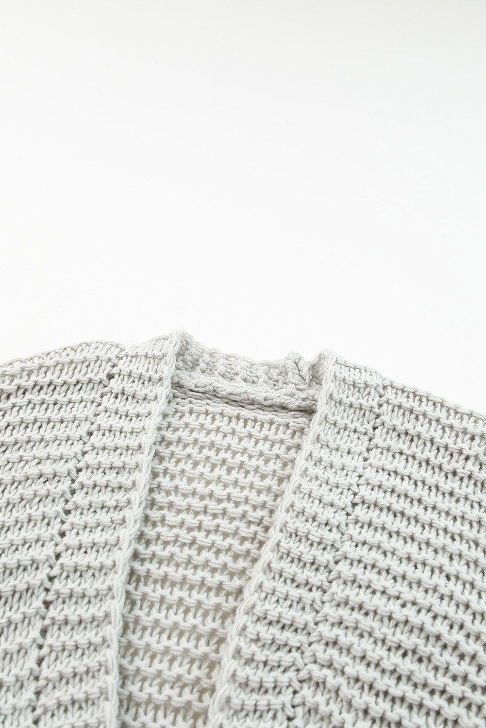 Women's Cream Chunky Knit Open Front Puff Sleeve Cardigan - Image 14