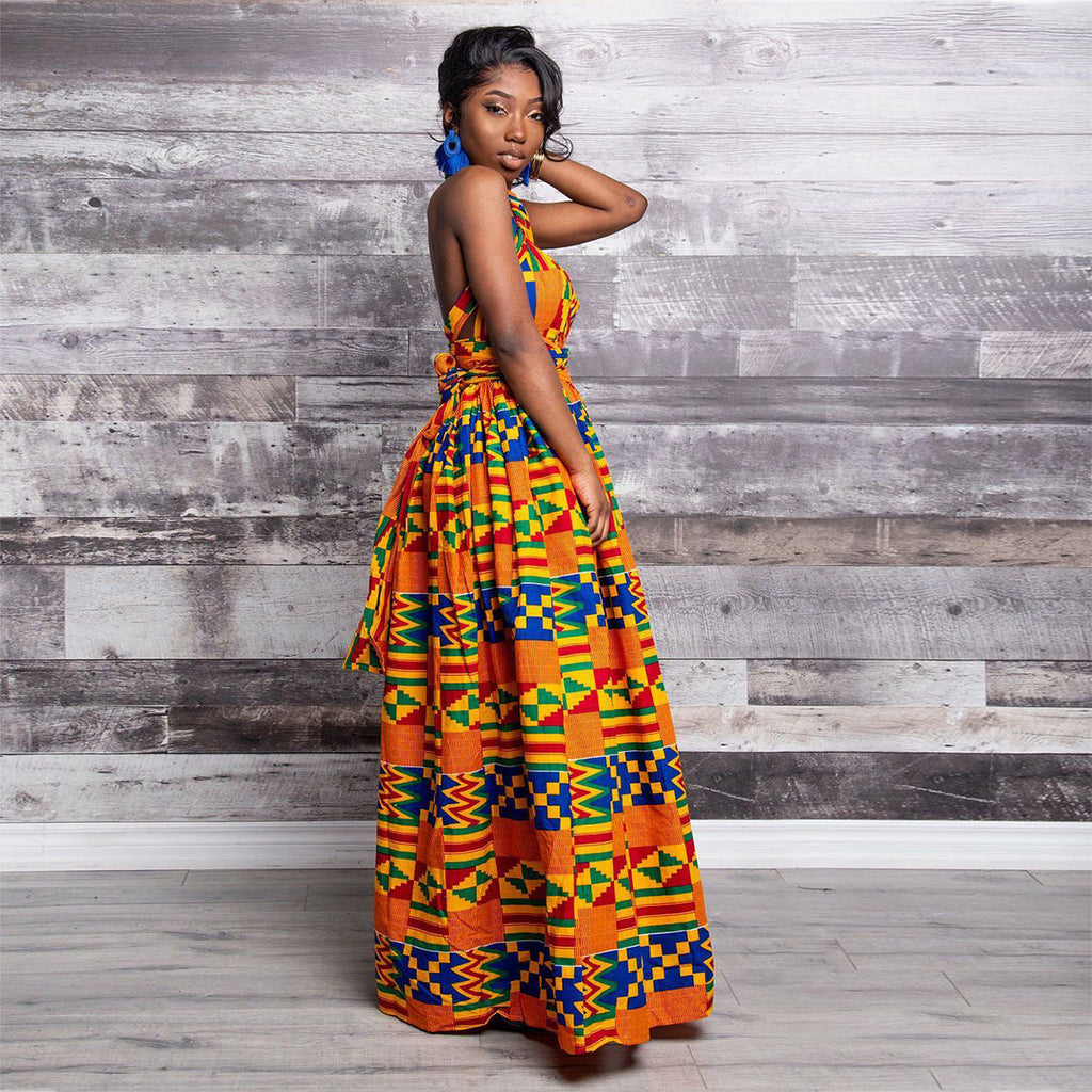 African Print Irregular Dress with Versatility