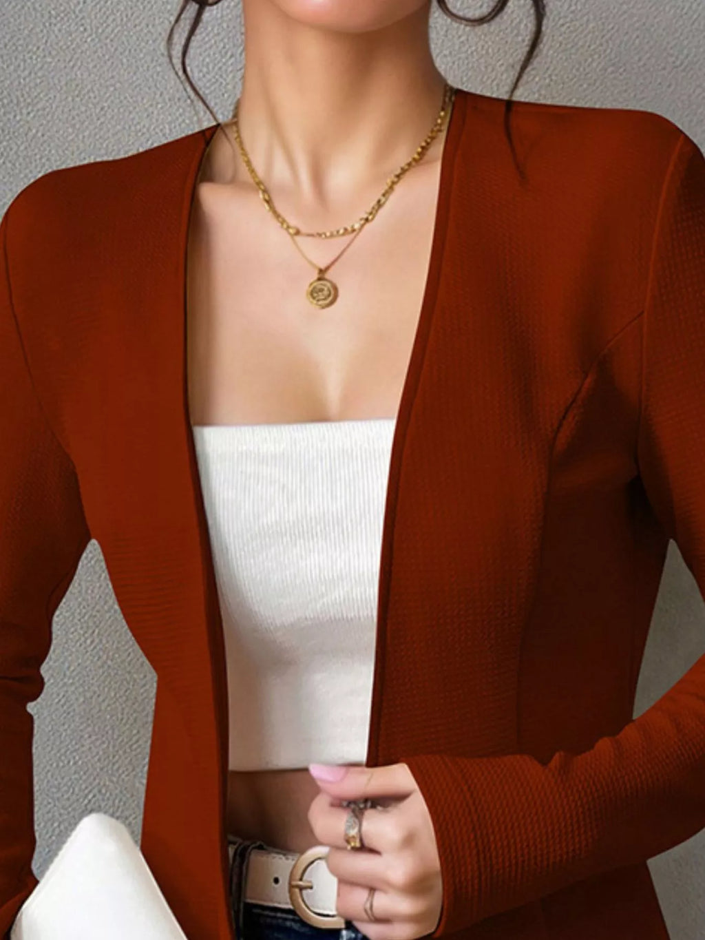 One Button Long Sleeve Blazer
