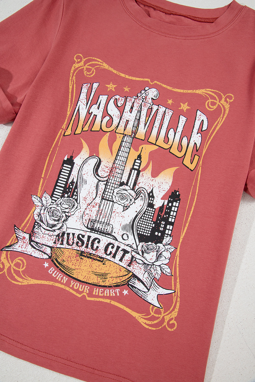 Mineral Red Nashville Music City Graphic Retro Tee