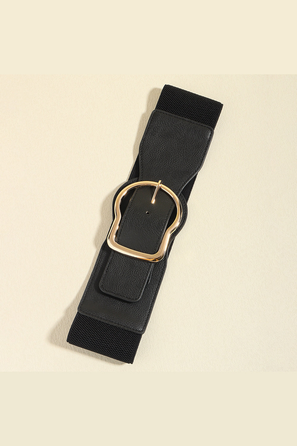 Zinc Alloy PU Leather Belt | Black & Gold Solid Design