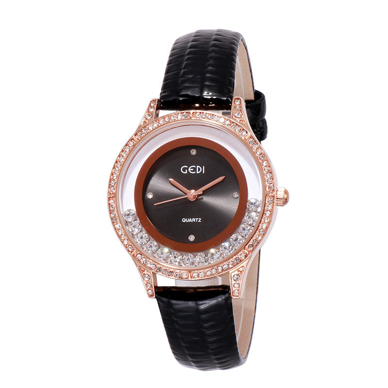 GEDI Double-Diamond Leather Belt All-Match Watch For Women