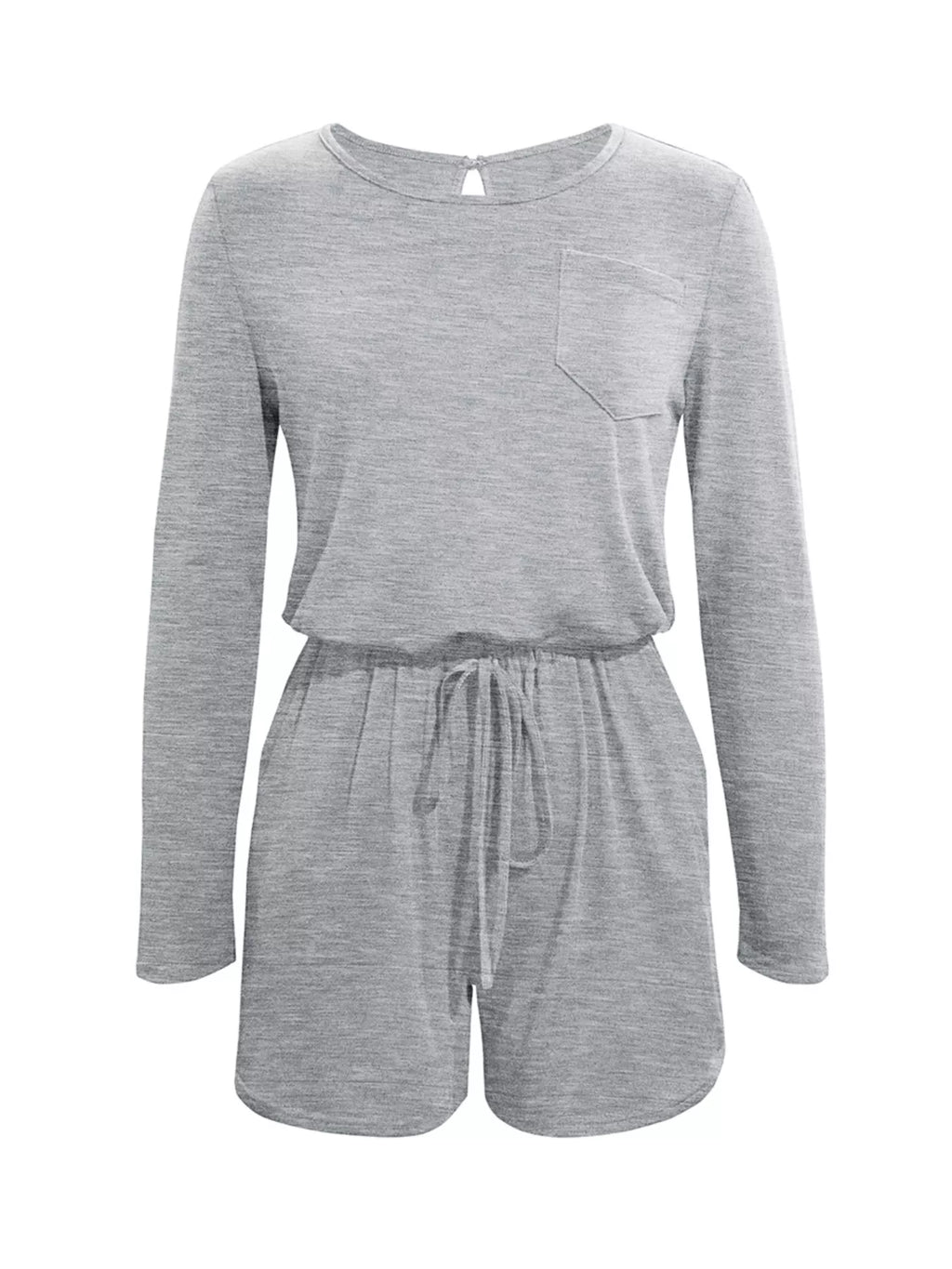Long Sleeve Drawstring Romper
