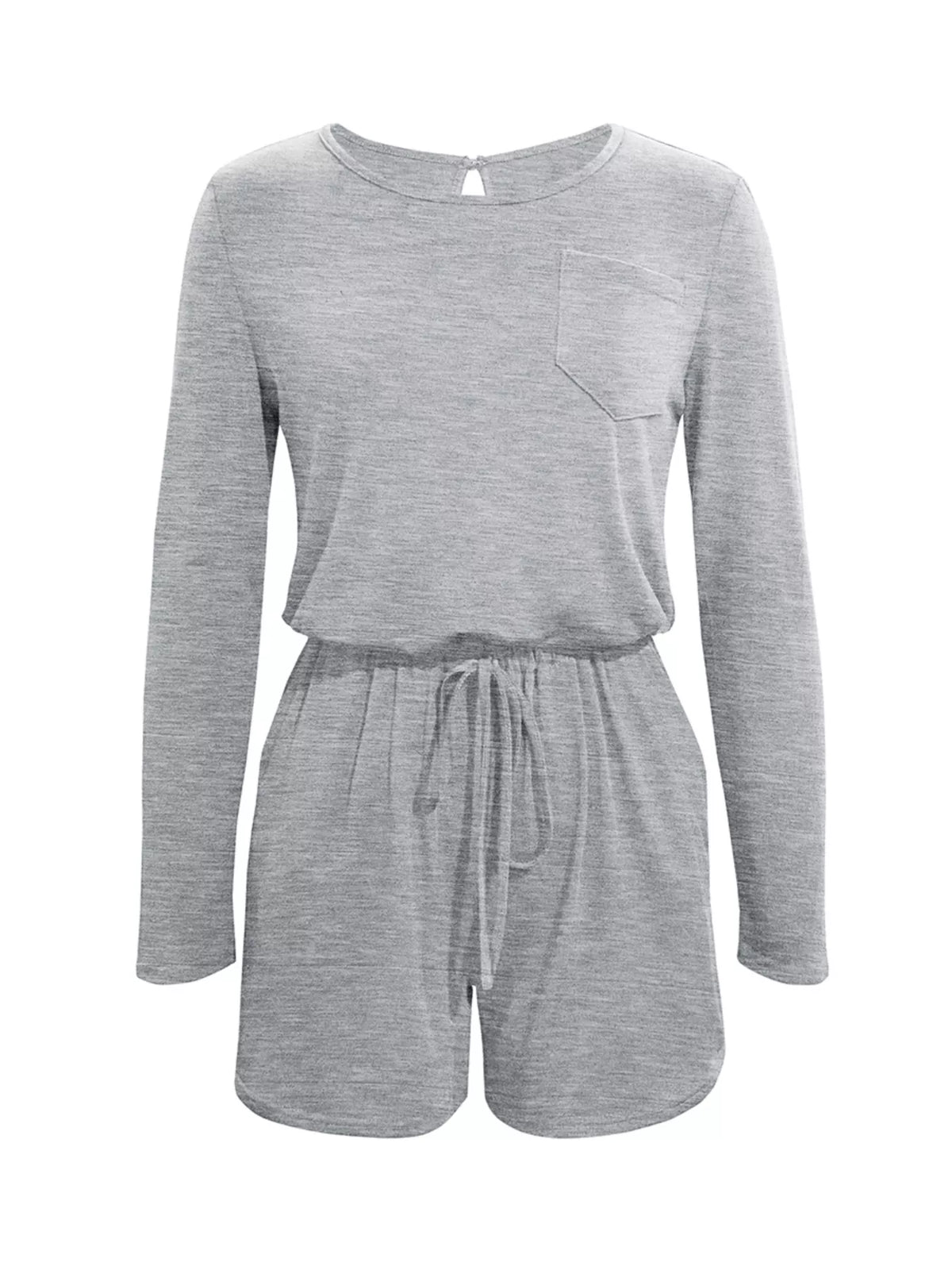 Long Sleeve Drawstring Romper