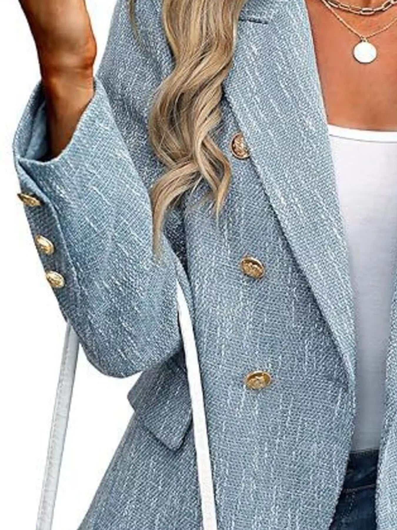 Double-Breasted Lapel Collar Blazer