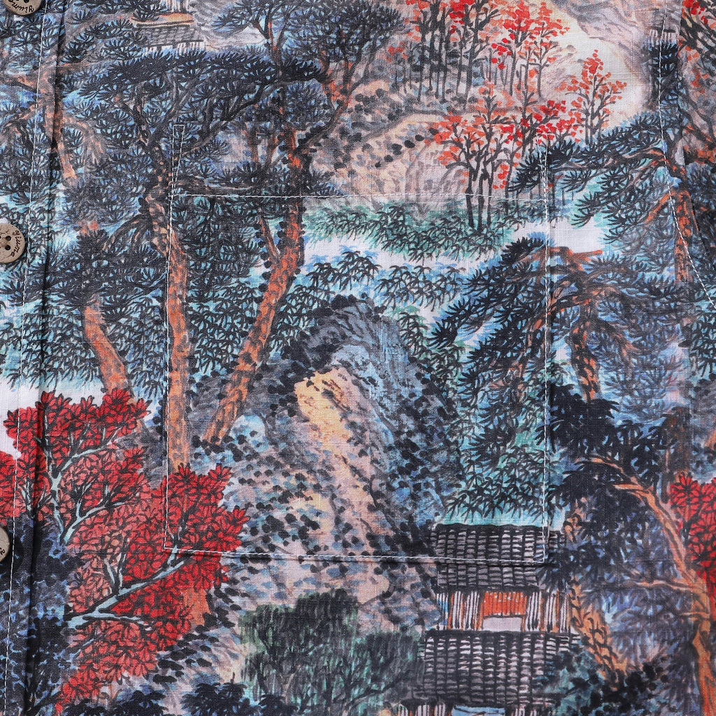 Vintage 1950s Style Mountain Landscape Hawaiian Shirt