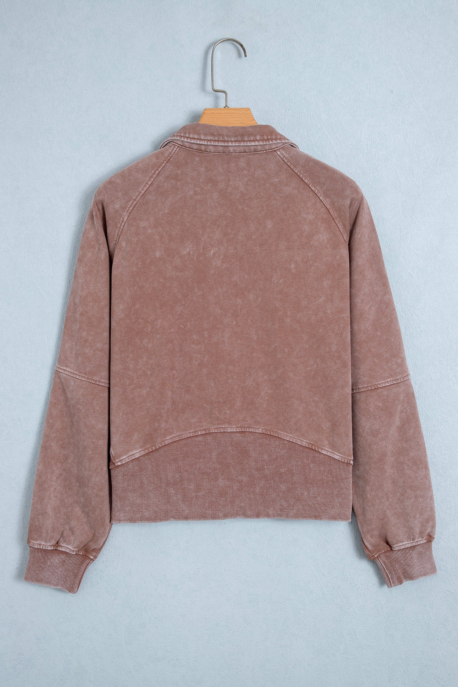 Mineral Wash Half-Zip Ribbed Hem Sweatshirt