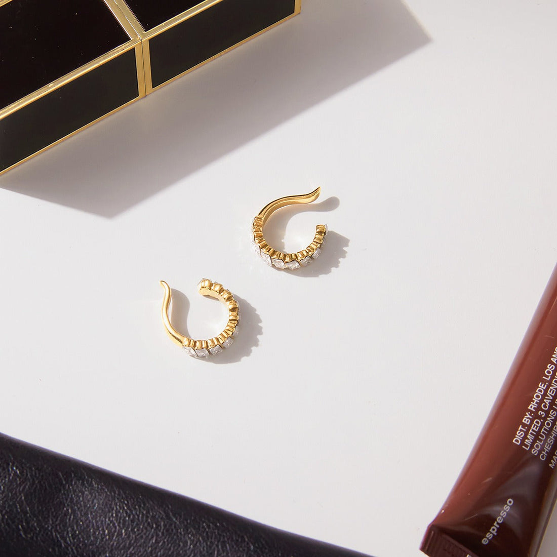 Minimalist High-End Zircon Earrings in 18K Gold and S925 Silver