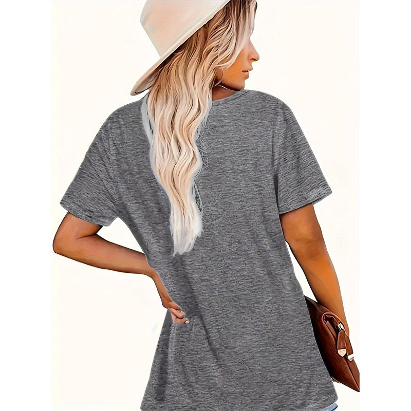 Women's Animal Letter Print T-Shirt in Gray
