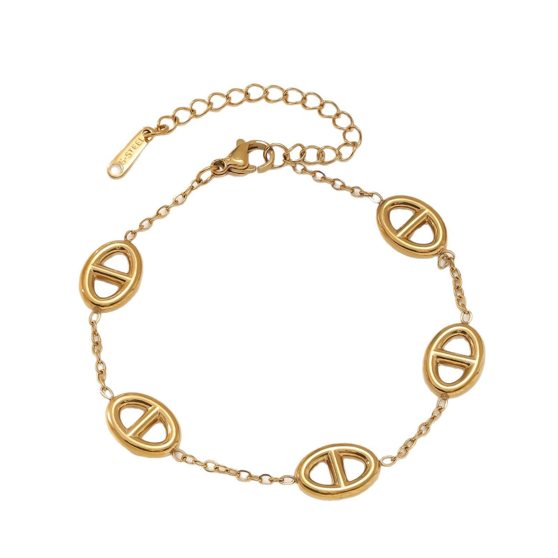 Vera Lux 18K gold plated pig nose necklace and matching bracelet set
