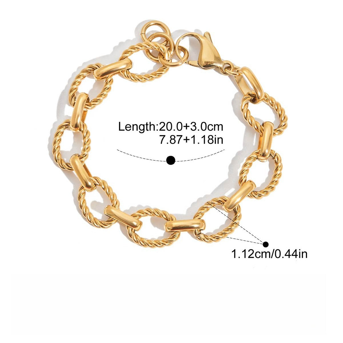 18K Gold Plated Titanium Steel Freshwater Pearl Link Bracelet