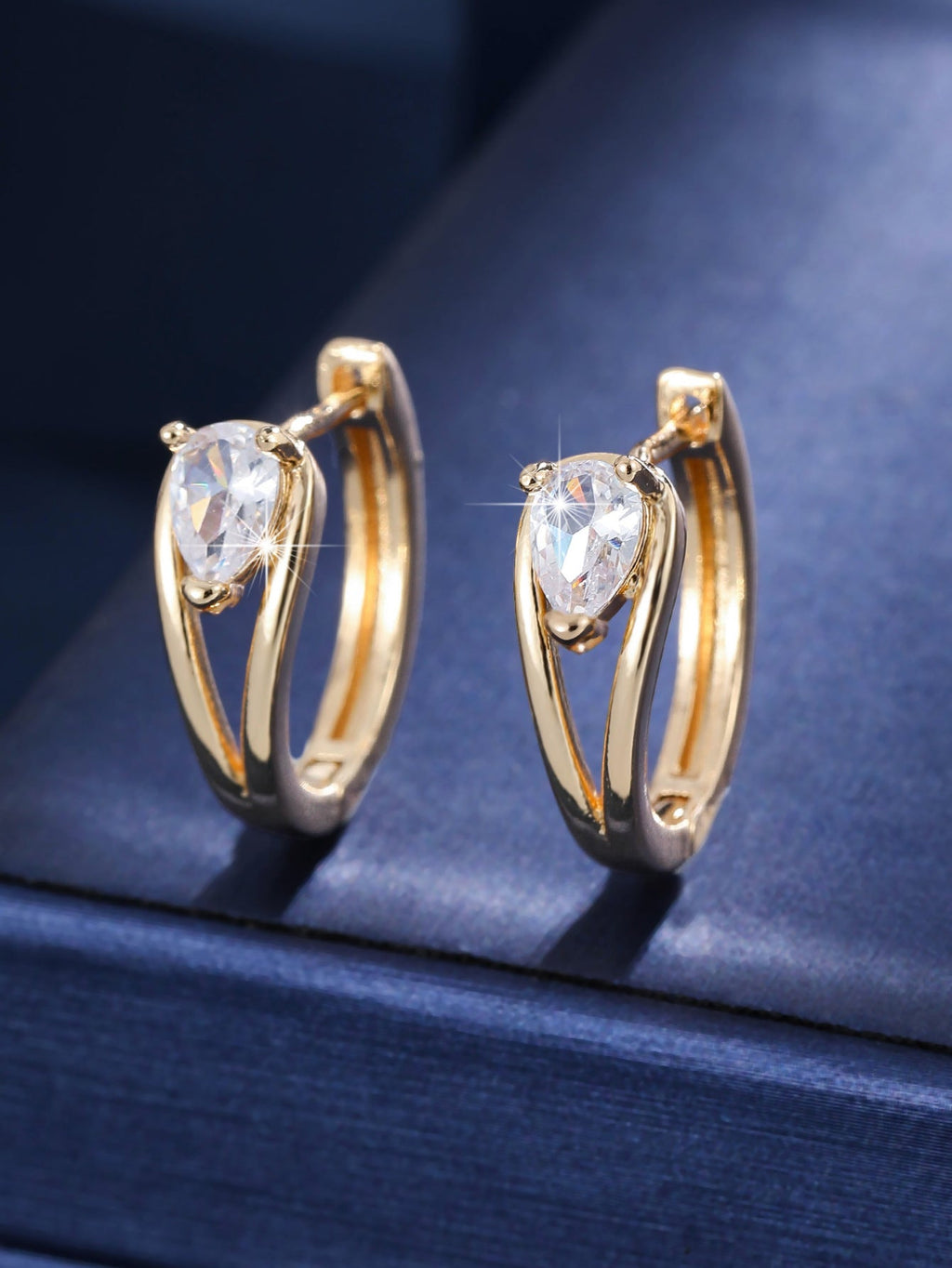 Water-Drop Double-Twist Zircon Ear Clips - Minimalist Gold & Silver