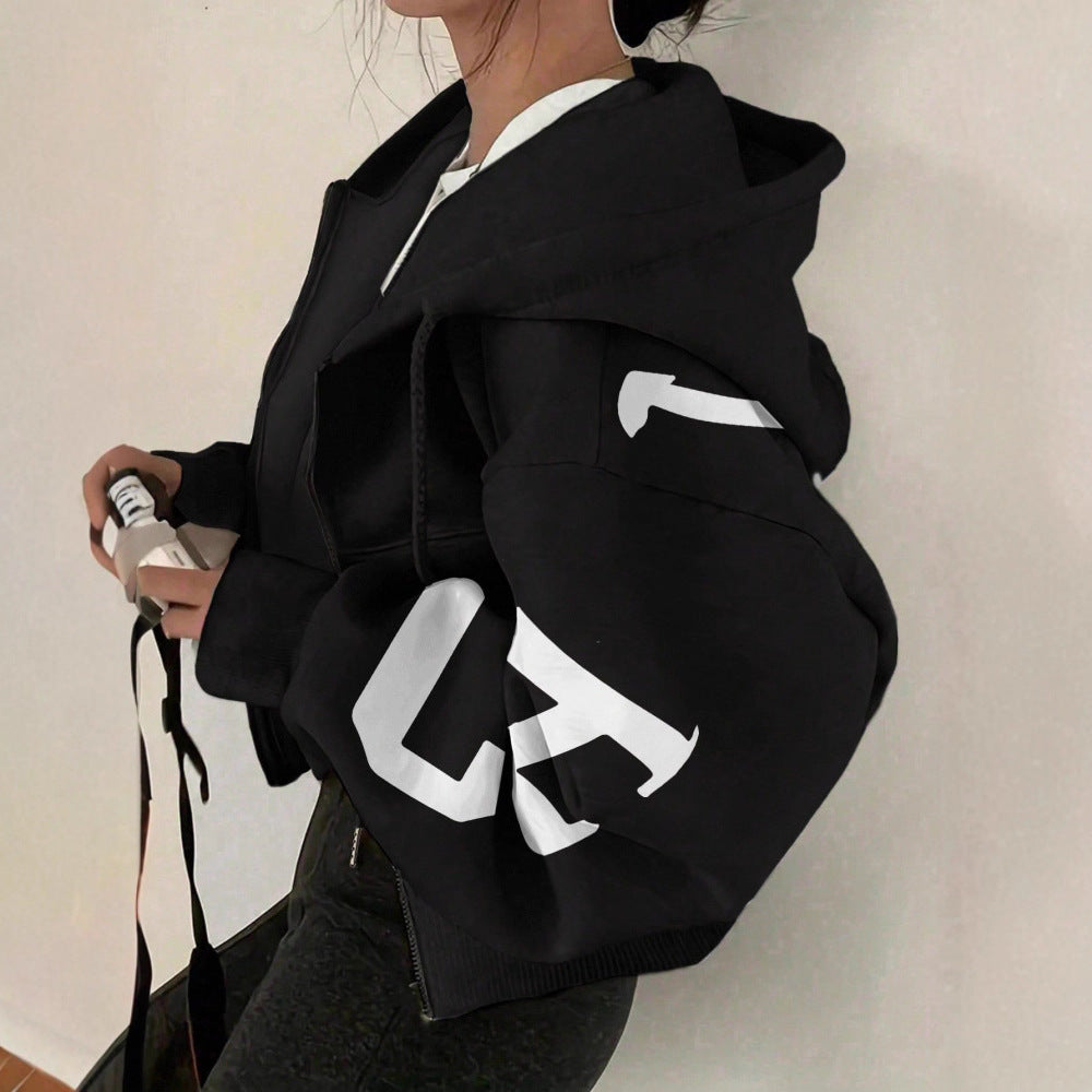 Women’s Printed Zip-Up Sweatshirt Long Sleeve Casual Jacket