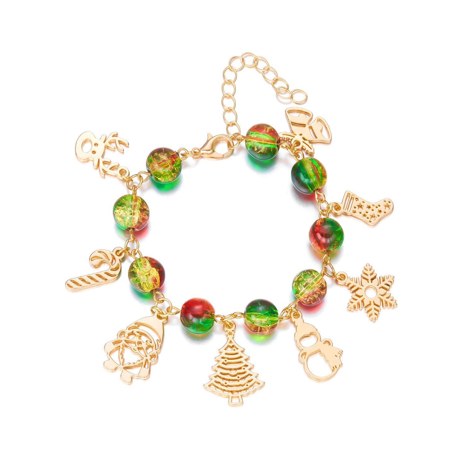European And American Christmas Ornaments Cartoon Christmas Tree Santa Claus Snowflake Pendant Bracelet Christmas Atmosphere Bracelet