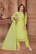 Joban Fashion Pista Soft Silk Resham Embroidery Work Kurta Set
