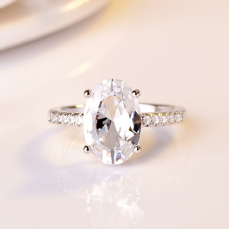 Fashion Hot Sale Oval Cut Engagement & Proposal Ring, 18K White Gold Plated Ring Jewelry