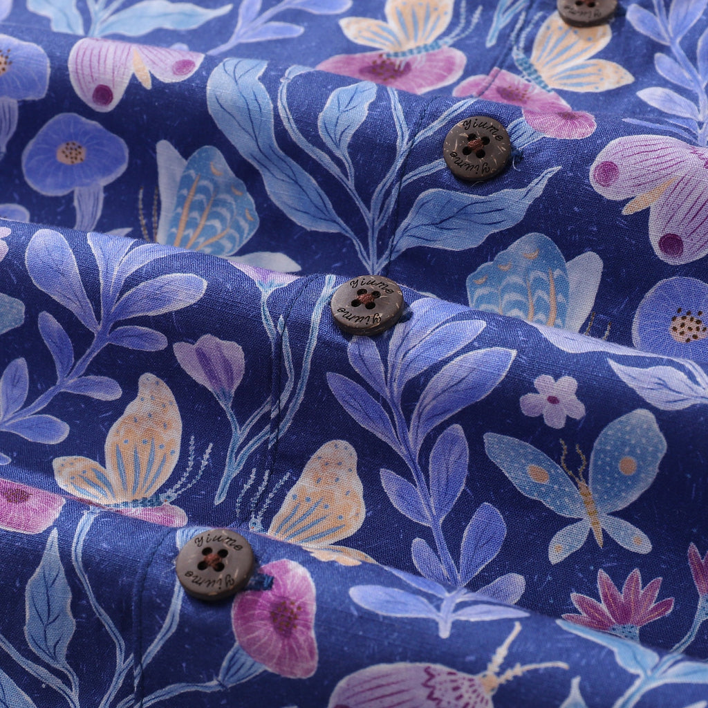 Midnight Garden Hawaiian Shirt 100% Cotton Camp Collar Men's Top