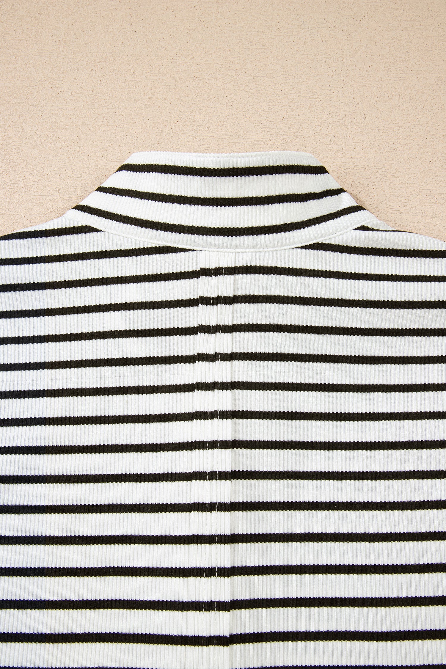 Women's Striped Ribbed Knit Long Sleeve Henley Top - Image 13