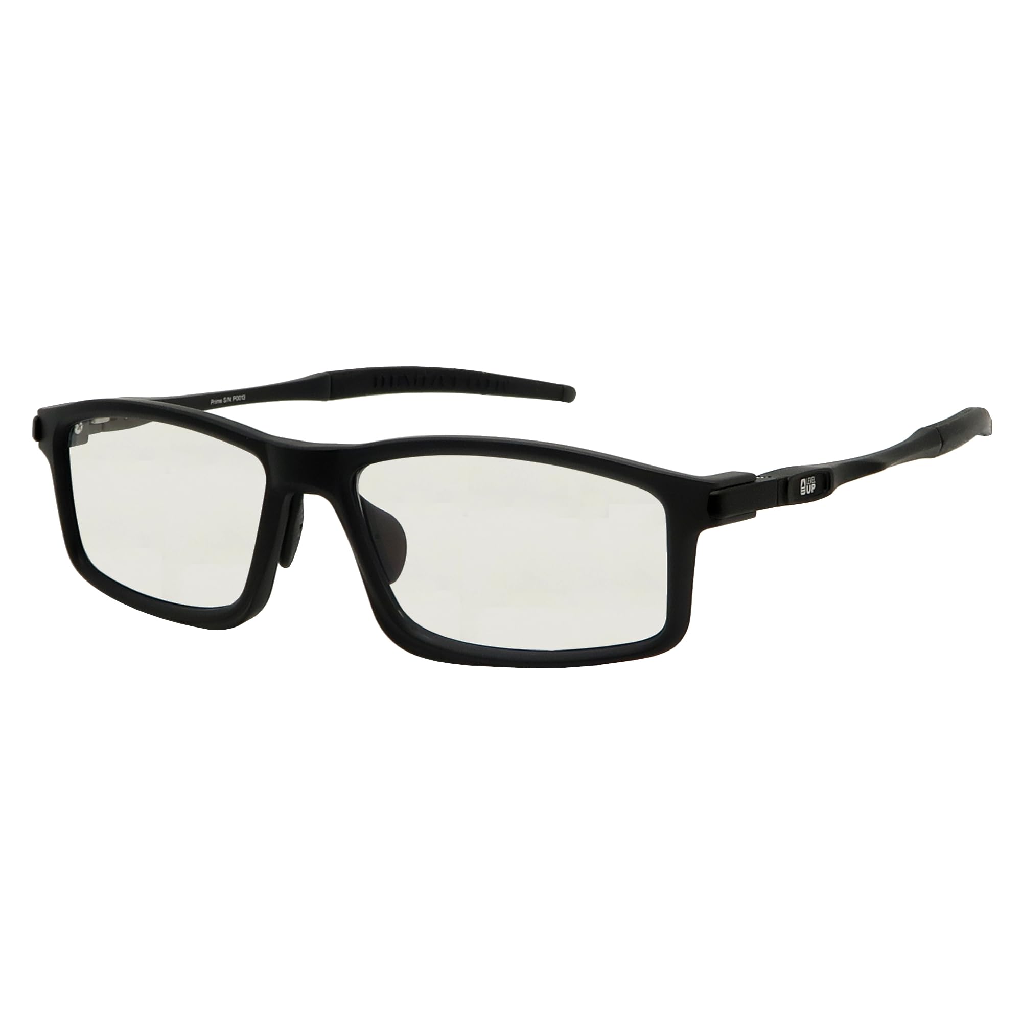 LEVEL UP Prime Blue Light Blocking Glasses - Computer Gaming Eyewear for Gamers to Filter UV Glare & Anti Eyestrain - Men Women & Kids Black Frame Spectacles w/Clear Lenses