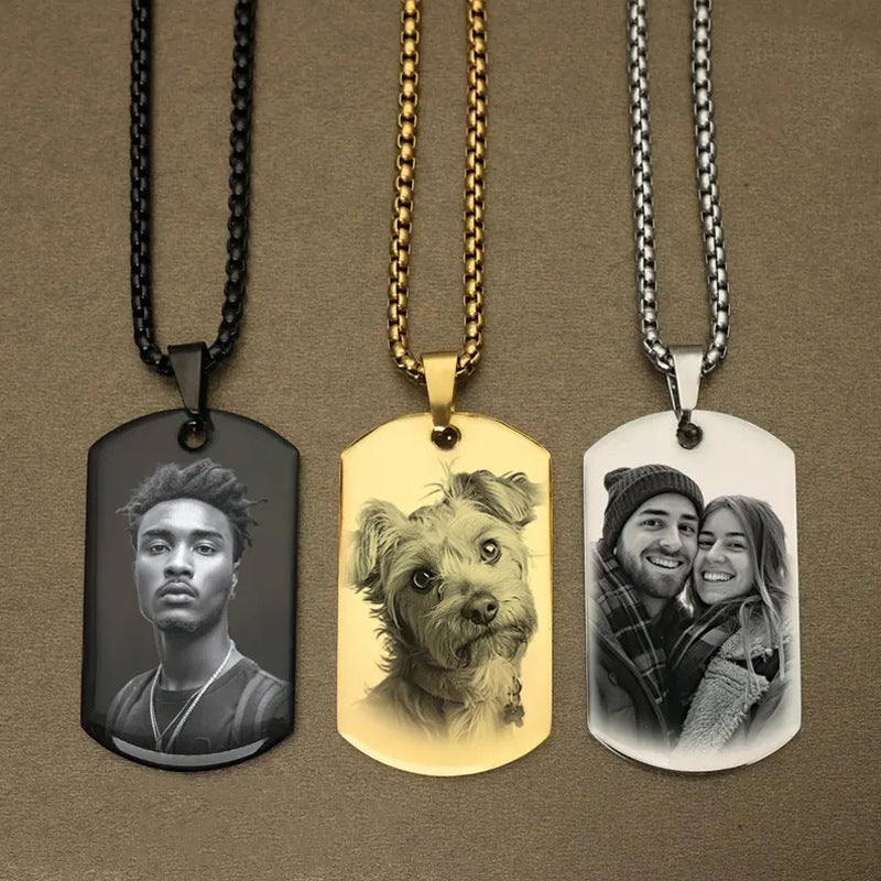 Customized Alloy Necklace With Lettering And Photo Exchange