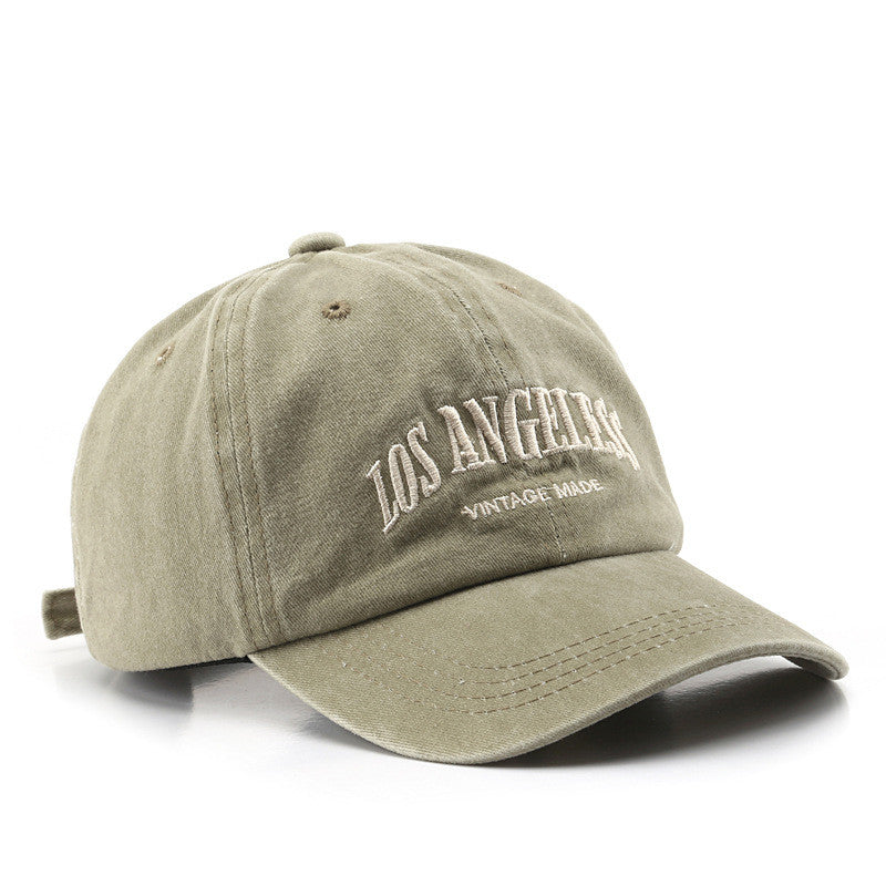 Distressed Satin Letter Embroidery Baseball Cap - Adjustable Unisex
