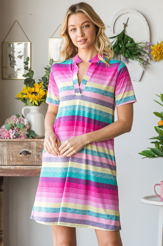 Striped Short Sleeve Mini Tee Dress Casual Summer Essential