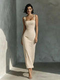 Square Neck Midi Dress for Women High Waist Bodycon Fit - Image 6