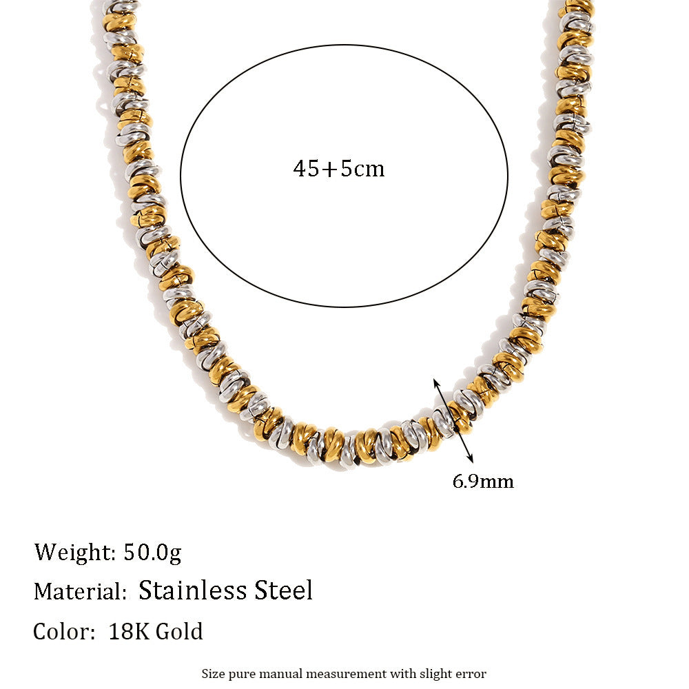 Hand-assembled Gold Hoop Necklace