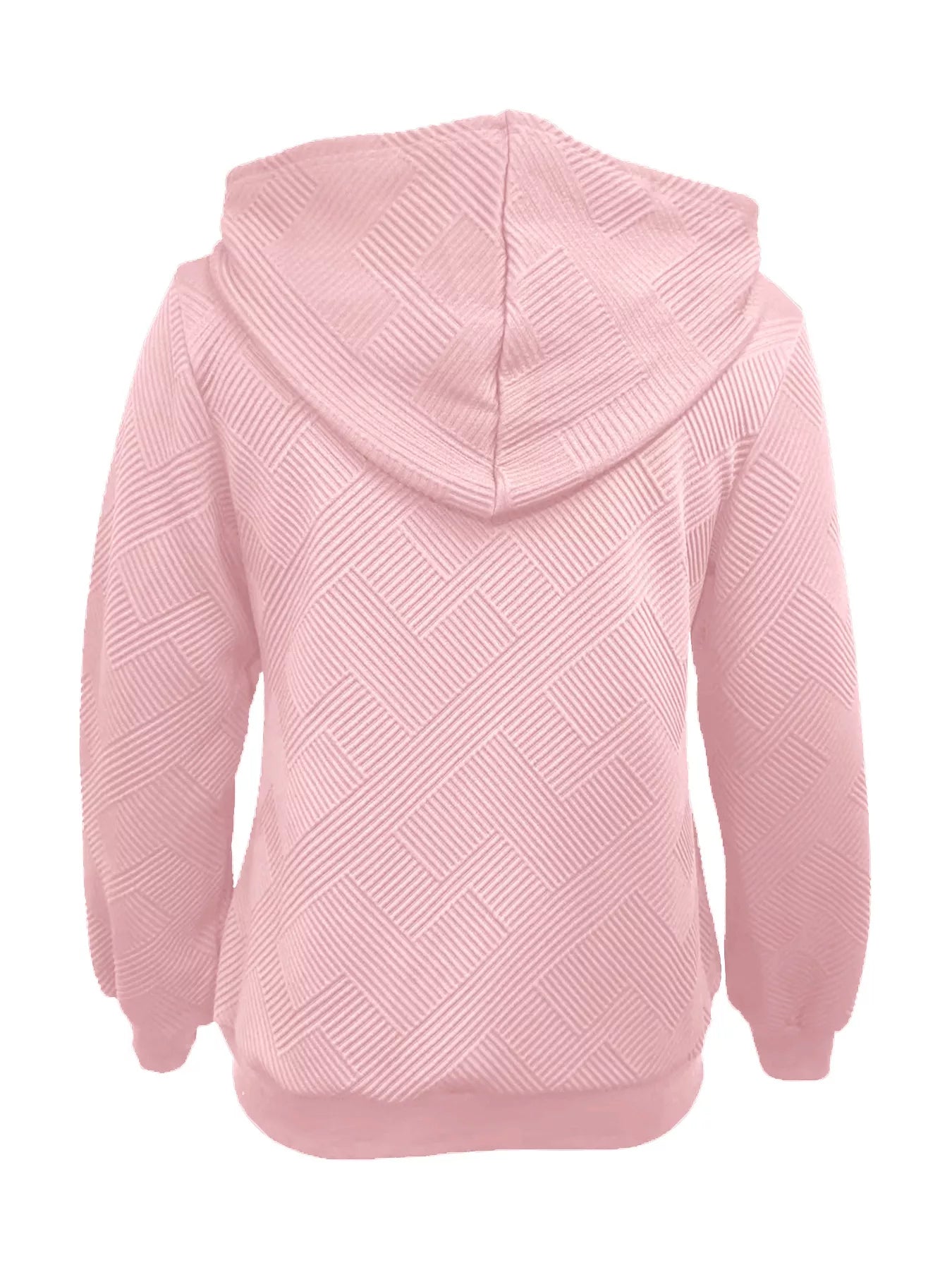 Women's Texture Zip-Up Hoodie with Adjustable Drawstring Closure - Image 8