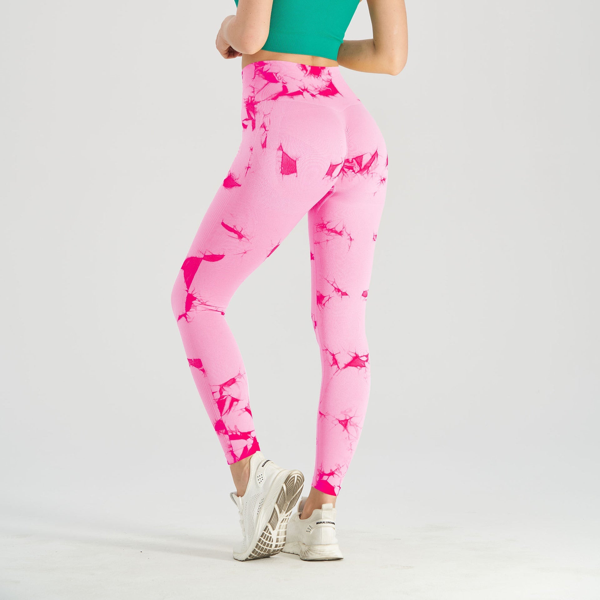Seamless Tie-Dye Yoga Pants – High-Waist Knitted Leggings