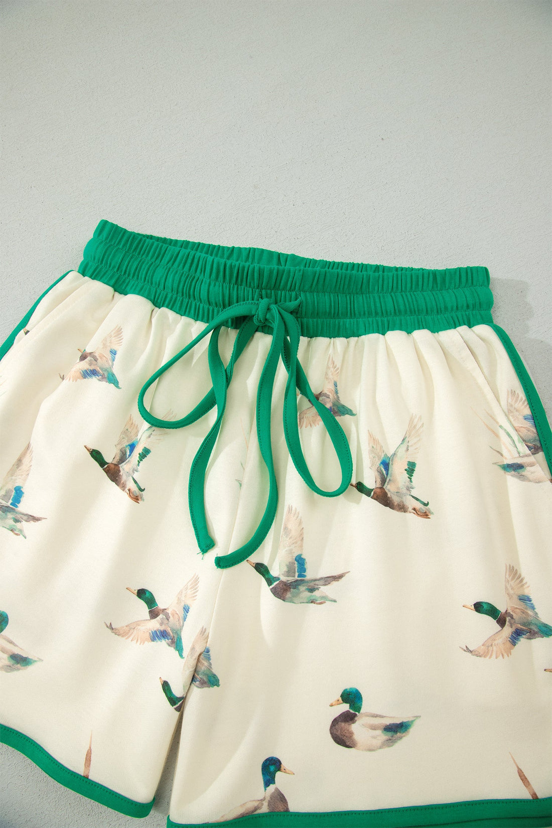 Mallard Duck Print Short Sleeve & Short Set Contrast Trim