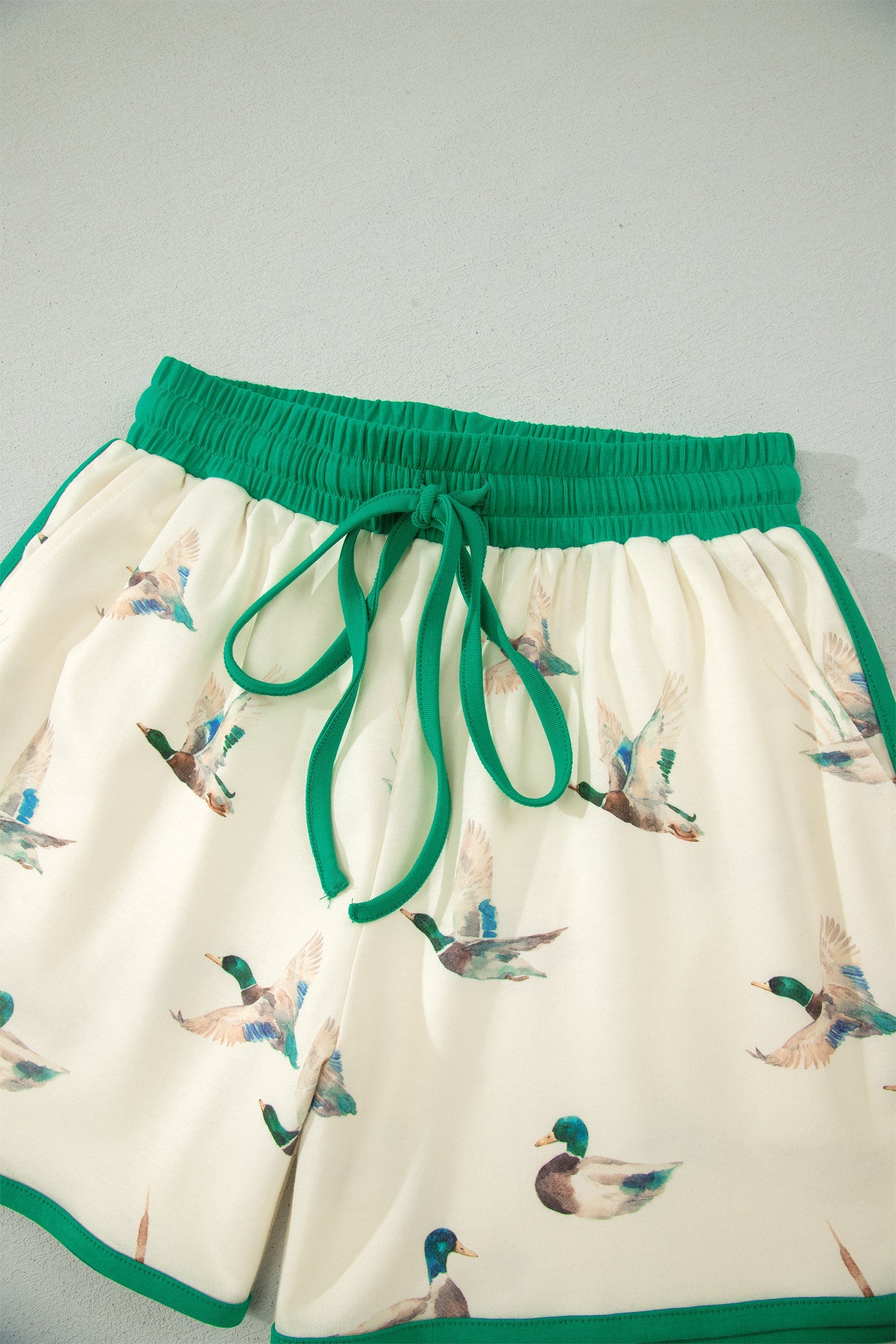 Mallard Duck Print Short Sleeve & Short Set Contrast Trim