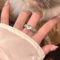 Fashion Luxury Sailor Moon Chalcedony Open Ring For Women, Micro-set Zircon, Elegant Sparkling Band