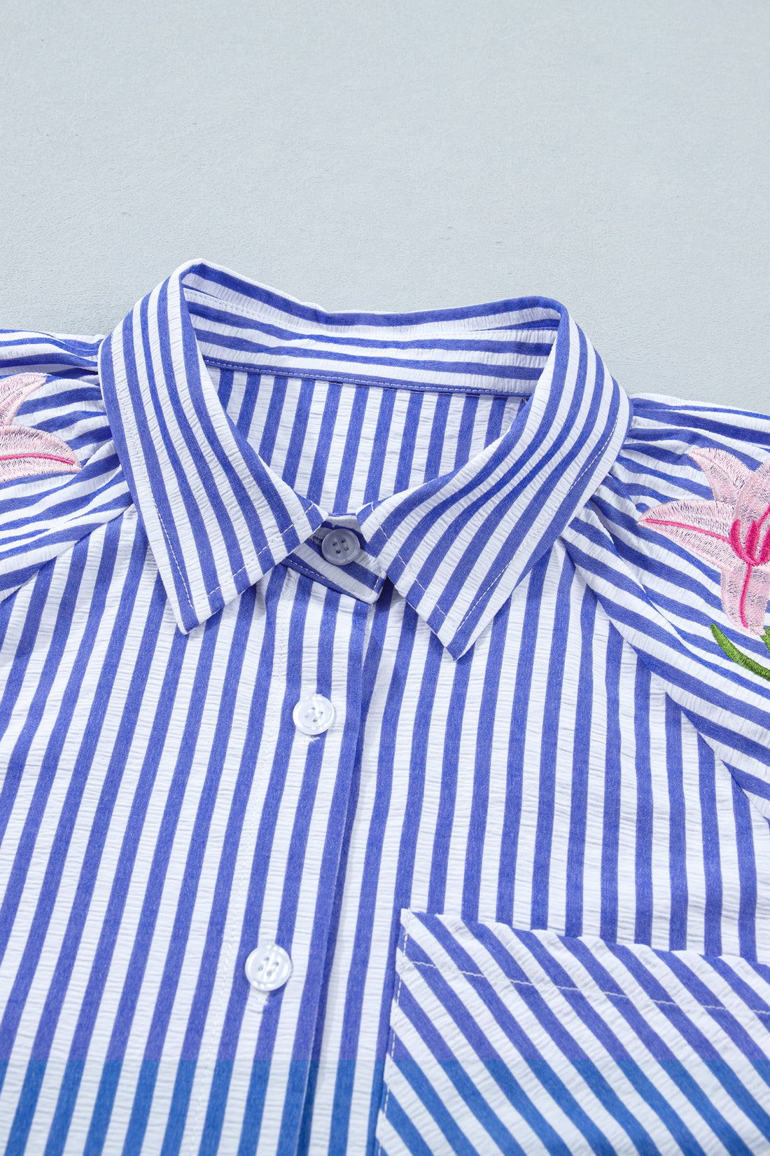Lily Embroidered Stripe Puff Sleeve Shirt